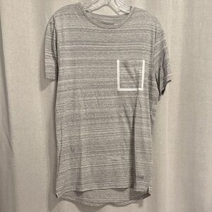 on the byas Men's Heather Gray Striped Pocket Tee